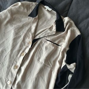 Color block button down blouse